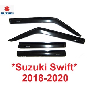 กันสาดประตู Suzuki Swift 2018 - 2023 กันสาด สีดำเข้ม ซูซุกิ สวิฟท์ ใหม่  คิ้วกันสาด กันแดด กันฝน ของแต่งสวิฟต์ 2019 2020