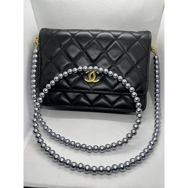 สายกระเป๋ามุกสีเทา สายห้อยเคสโทรศัพท์ ขนาดมุก 10 มิล ความยาว 30-130 ซม thumbnail 4