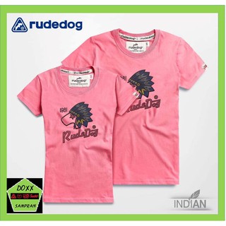 rudedog เสื้อคอกลม  ชาย หญิง  รุ่น Indian สีชมพู