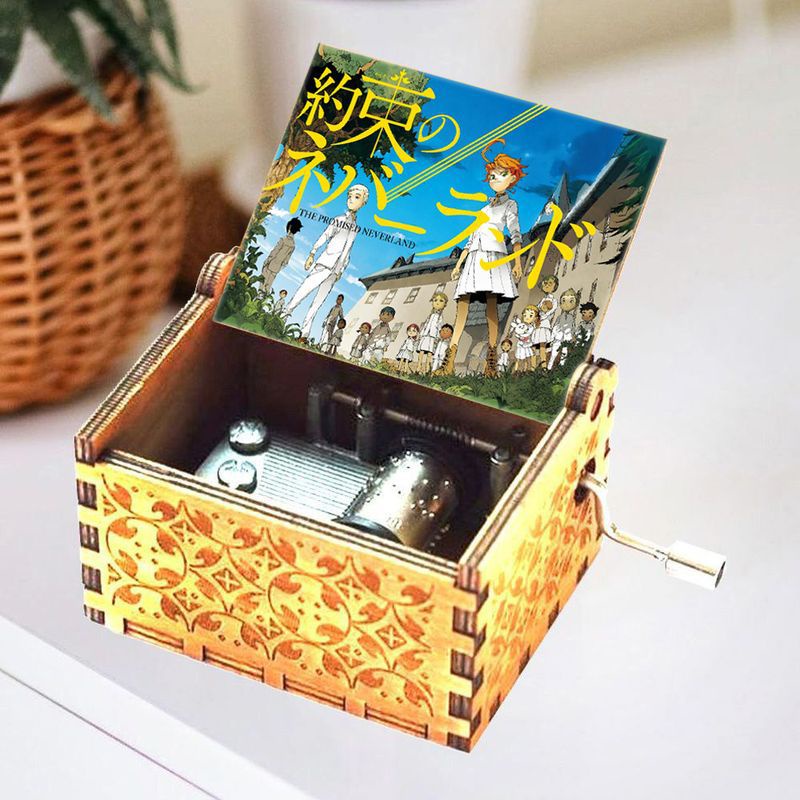 กล่องดนตรีไม้ the Promised Neverland พร้อม Melody Isabella's Lullaby ของขวัญวันเกิด
