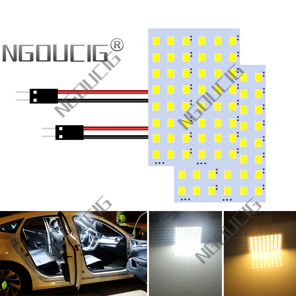 Ngoucig 2PCS 48SMD Dome Light สําหรับภายในรถอ่านหลอดไฟ Auto Room T10 Led W5W หลอดไฟ BA9S T4W ไฟ Led 