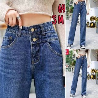 J&amp;R Jeans​ 696#กางกางยีนส์ผ้าด้านฟอกสีติดกระดุม​ 2​ เม็ด