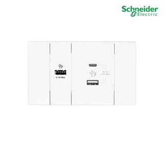 Schneider Electric ชุดเต้ารับ USB Type C + Type A และเต้ารับ USB Type A 1 ช่อง สีขาว รุ่น AvatarOn A - By...PlugOn