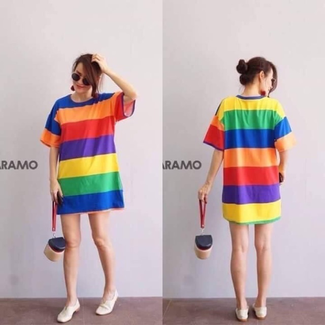 RAINBOW สีรุ้ง สาวอวบ 🌈 มินิเดรส OVERSIZE