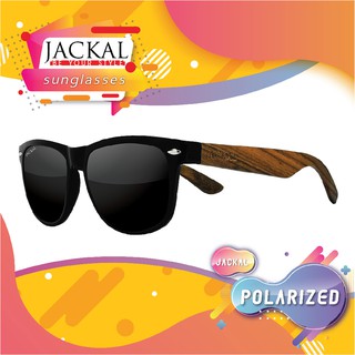 JACKAL แว่นกันแดดขาไม้ Jackal Semi-Wooden Sunglasses รุ่น Traveller TL008P Black Ebony