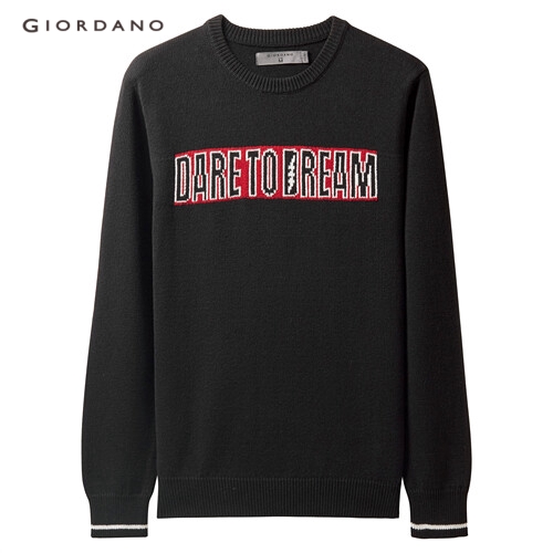 GIORDANO MEN Thick letter long-sleeve sweater 01059864