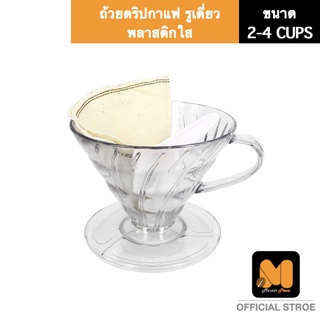 Dripper ถ้วยดริปกาแฟ ถ้วยกรองกาแฟ ดริปเปอร์ พลาสิติก สีใส ขนาด 2-4 CUPS