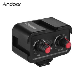 andoer ws - vs dual - channel อะแดปเตอร์ไมโครโฟนเสียงสเตอริโอ &amp; เมาท์ขาตั้ง 3 . 5 มม. สําหรับ canon nikon so