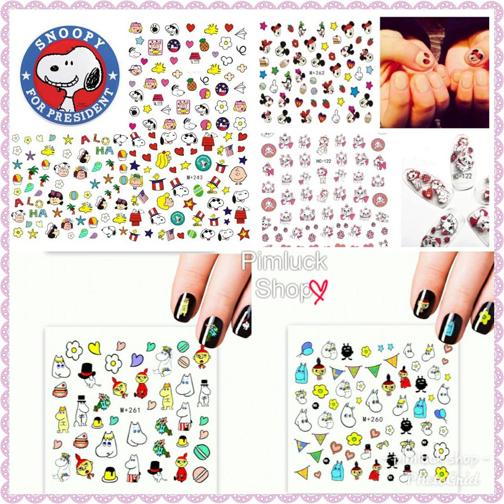 พร้อมส่งสติกเกอร์ติดเล็บน่ารักติดแล้วสวยเริ่ด ดูลายเพิ่มด้านใน สติ๊กเกอร์ลายนูนช