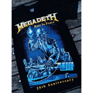 เสื้อยืดผ้าฝ้ายระบายอากาศ【ผ้าฝ้ายแท้】เสื้อยืดผ้าฝ้าย แขนสั้น พิมพ์ลาย MEGADETH ROCK BAND 13R192 คุณภาพสูงถูกสุดๆS-5XL