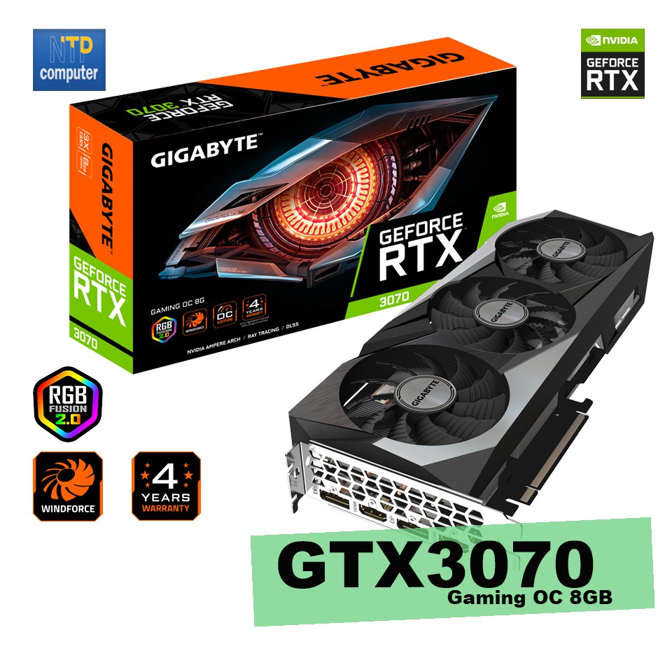 การ์ดจอ Gigabyet GeForce RTX 3070 GAMING OC 8G