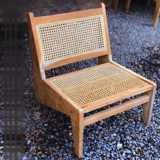 🔷 พร้อมส่ง 🔷 rattan wood large seat chair เก้าอี้มินิมอล เก้าอี้ไม้สัก บุหวาย ขาตัวZ