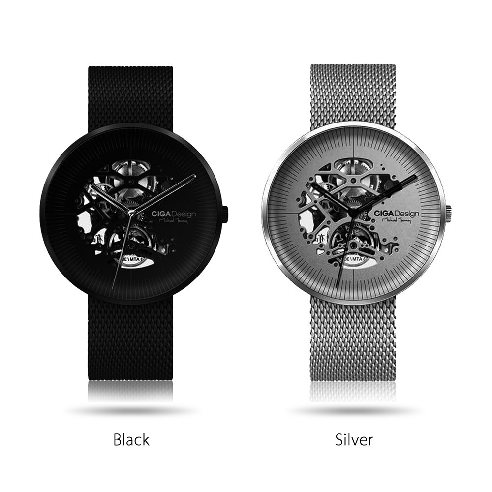 CIGA Design Men Automatic Mechanical Watch นาฬิกาสายรัดข้อมือสแตนเลสสตีล หน้าปัดกลม