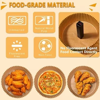 แผ่นกระดาษรองหม้อทอด 50pcs กระดาษรองอบหม้อทอดไร้น้ำมัน กระดาษรองอบ แบบใช้แล้วทิ้ง สําหรับเตาอบ แผ่นกระดาษรองหม้อทอด