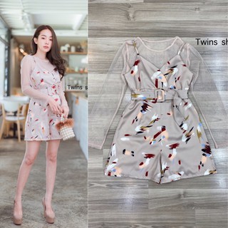 Set เอี๊ยม+เสื้อซีทรู+เข็มขัด (S/M/L) By Twins shop