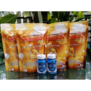 ULTIMATE COLLAGEN GOLD ( 120 กรัม 4 ซอง แถมแคลเซียม 2 ขวด ) อัลติเมทคอลลาเจนโกลด์