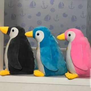 หมอนผ้าห่ม ตุ๊กตา นกแพนกวิน สีเทา สีชมพู สีฟ้า Penguin plush blanket