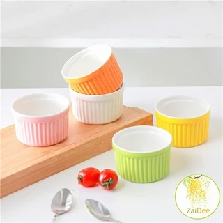 ถ้วยพุดดิ้ง สีสันแคนดี้ ชามเซรามิค ทนต่ออุณหภูมิสูง ชามไข่นึ่ง ถ้วยซุป Baking mold