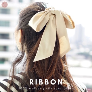 Ribbon Mulberry Silk Scrunchies ยางมัดผมผ้าไหมมัลเบอร์รี่ รุ่น Ribbon ยางรัดผมผ้าไหม by SO SILK