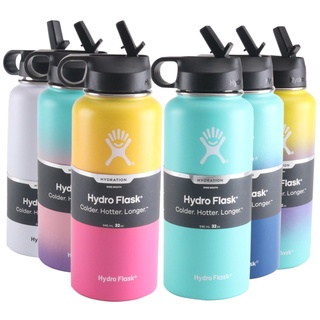 Hydro flask ขวดน้ําสุญญากาศ สเตนเลส แบบพกพา คุณภาพสูง พร้อมหลอดดูดน้ํา 32 ออนซ์ 40 ออนซ์