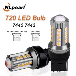 Nlpeal หลอดไฟเลี้ยว T20 Led 7440 WY21W W21W 5W Led 7443 3030SMD 1 ชิ้นสําหรับรถยนต์ 7443 3030SMD 12V