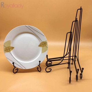 #ROYALLADY#Plate Stands Iron Display Easel Photo Picture Bowl Dish Book Holder Frame Black