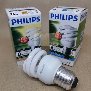 Philips หลอดประหยัดไฟ ทอร์นาโด 8W ขั้วเกลียวE27