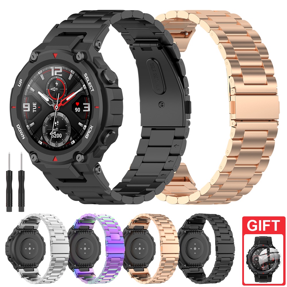 สายนาฬิกาข้อมือ โลหะ สเตนเลส สําหรับ Xiaomi Huami Amazfit T-Rex 2 T Rex Pro