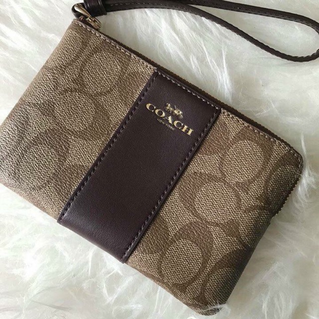 กระเป๋าสตางค์ คล้องมือ s ซิบเดียว COACH F58035 CORNER ZIP WRISTLET