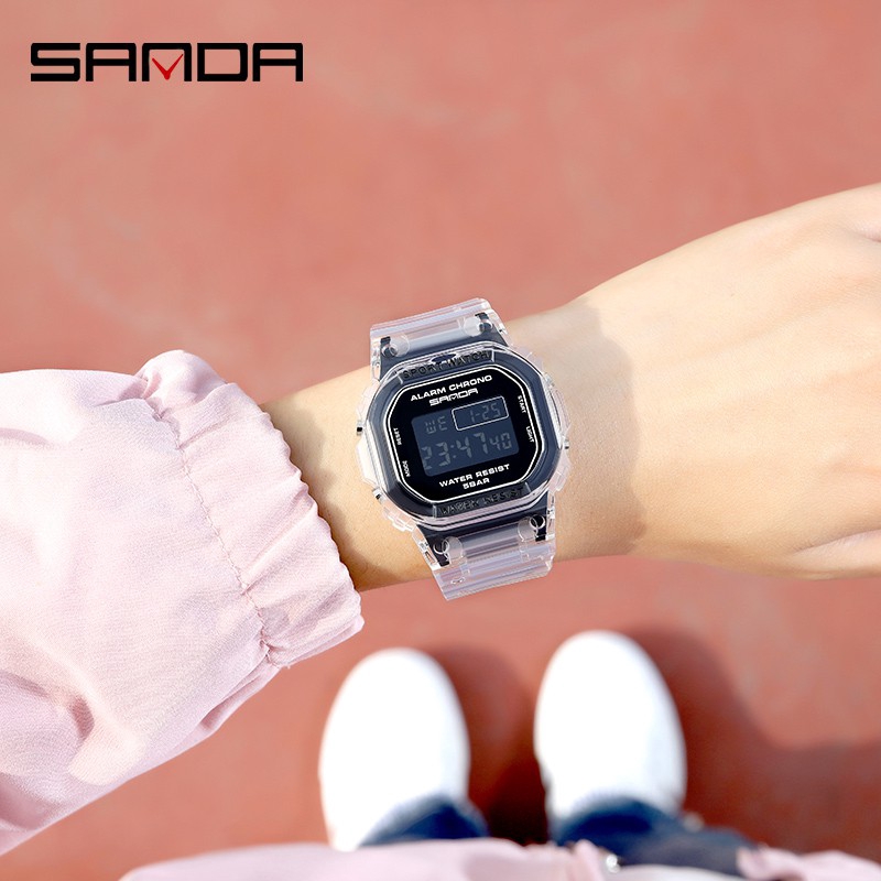 Sanda นาฬิกาข้อมือดิจิตอล กันน้ำ สไตล์กีฬา แฟชั่นสำหรับผู้ชายและผู้หญิง