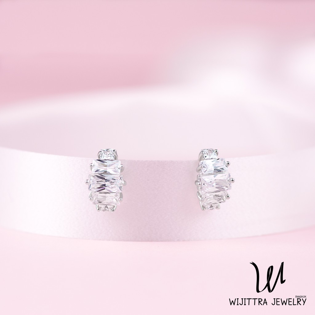 ต่างหูเงินแท้ Princess | Wijittra Jewelry |