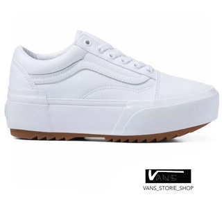 VANS OLD SKOOL STACKED CANVAS TRUE WHITE SNEAKERS สินค้ามีประกันแท้