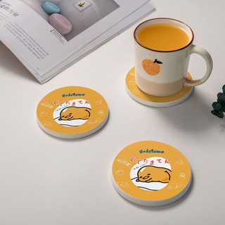 Sanrio Gudetama ที่รองแก้ว ทรงกลม ขนาด 10*0.9 ซม. 2 ชิ้น