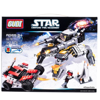 ProudNada Toys ของเล่นเด็ก ตัวต่อ ยานอวกาศ GUDI STAR CNNTEND FNR HEGEMNNY 342 PCS 8616