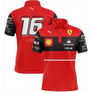 ใหม่ เสื้อโปโลแขนสั้น ลายทีมแข่งรถ F1 Ferrari Team F1 และเสื้อยืดโปโล เหมาะกับฤดูร้อน สําหรับผู้ชาย และผู้หญิง 2022