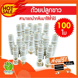 ถ้วยปลูกขาว 100 ใบ สามารถนำกลับมาใช้ซ้ำได้