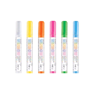Monami Window Marker Fluorescent ปากกาเขียนกระจกลบได้ ขนาดเส้น 2 มม. แบบหัวกลม มี 6 สี ให้เลือก