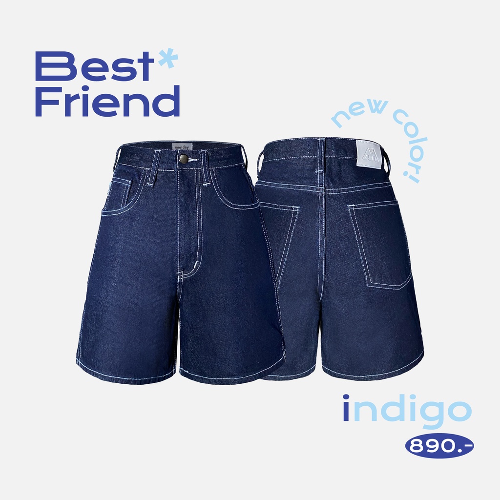 (SHORTS) MONDAY MORNING BESTFRIEND JEANS INDIGO COLOR