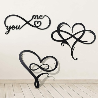สติกเกอร์โลหะ รูปหัวใจ งานฝีมือ สําหรับตกแต่งผนัง 3 ชิ้น