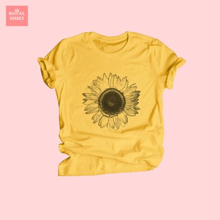 เสื้อยืดลาย ดอกทานตะวัน Sunflower เสื้อสีเหลือง มัสตาร์ท คอกลม แขนสั้น ไซส์ S - XXL