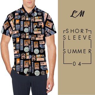 LM Mens style เสื้อเชิ้ตผู้ชาย พิมพ์ลาย แขนสั้น