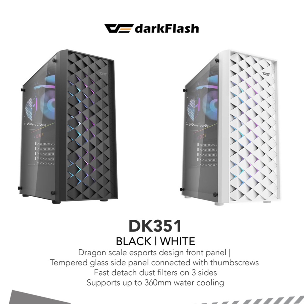 DARKFLASH DK351 ATX GAMING CASE – BLACK | DRAGON SCALE DESIGN