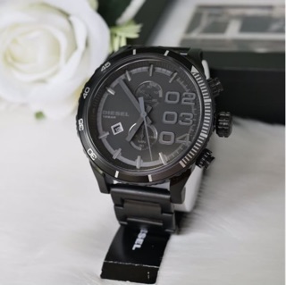 (ผ่อน0%) นาฬิกา  Diesel Mens DZ4326 Double Down Series Analog Display Analog Quartz Black Watch สายสแตนเลส สีดำ 59 มิล