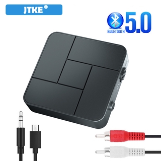 Jtke Bluetooth 5 . 0 อะแดปเตอร์รับส่งสัญญาณเสียงสเตอริโอ 3 . 5 มม . Aux Jack Rca Usb Dongle พร้อมไมค์สําหรับรถยนต์ Tv Pc
