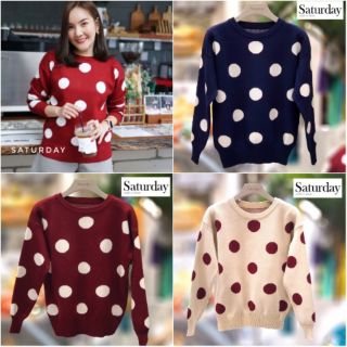 เสื้อไหมพรมลายจุดสุดน่ารัก