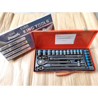 Euro King Tools บ๊อกชุด บล็อกชุด มี6เหลี่ยมและ12เหลี่ยม รู1/2" (4หุน) 24ตัวชุด ของแท้ มีใบรับประกัน สินค้าพร้อมส่ง