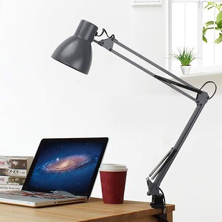 โคมไฟหนีบโต๊ะ ปรับระดับได้รอบทิศทาง โคมไฟตั้งโต๊ะ Desk Lamp with Clamp silver Table Reading lamp By unico86