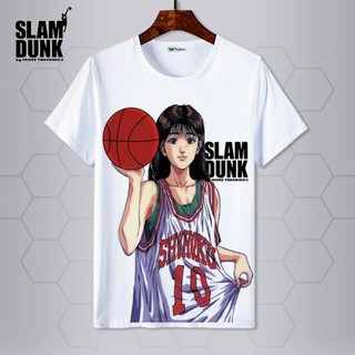 คอลูกเรือSlam Dunk T-shirt Sakuragi Flower Road Akagi Haruko Anime Basketball Men and Women Students Short Sleeve T-Shir