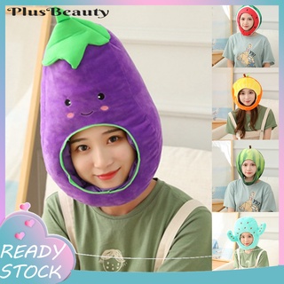 pluscloth Cactus Eggplant Watermelon Sunflower Soft Plush Doll Headgear Hat Sleeping Toy