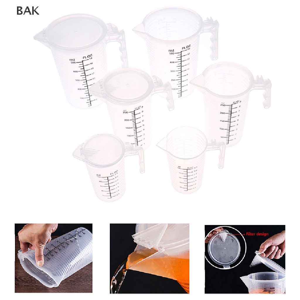 BAK 100/250/500ML ถ้วยตวงเหยือกล้างครัวเบเกอรี่แป้งน้ำพร้อมฝาปิดSc BA